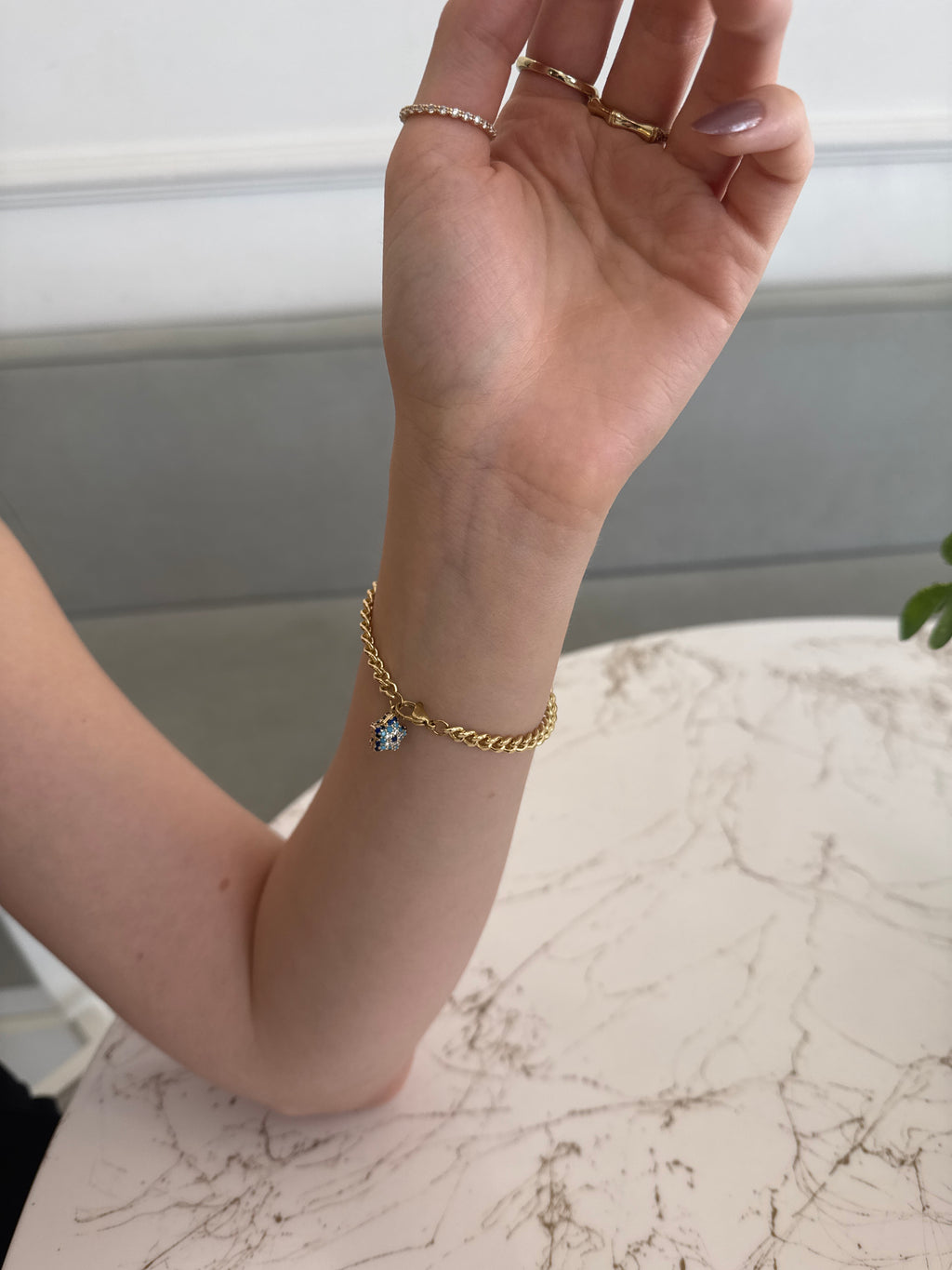 Gold Nazar Detaylı Zincir Bileklik