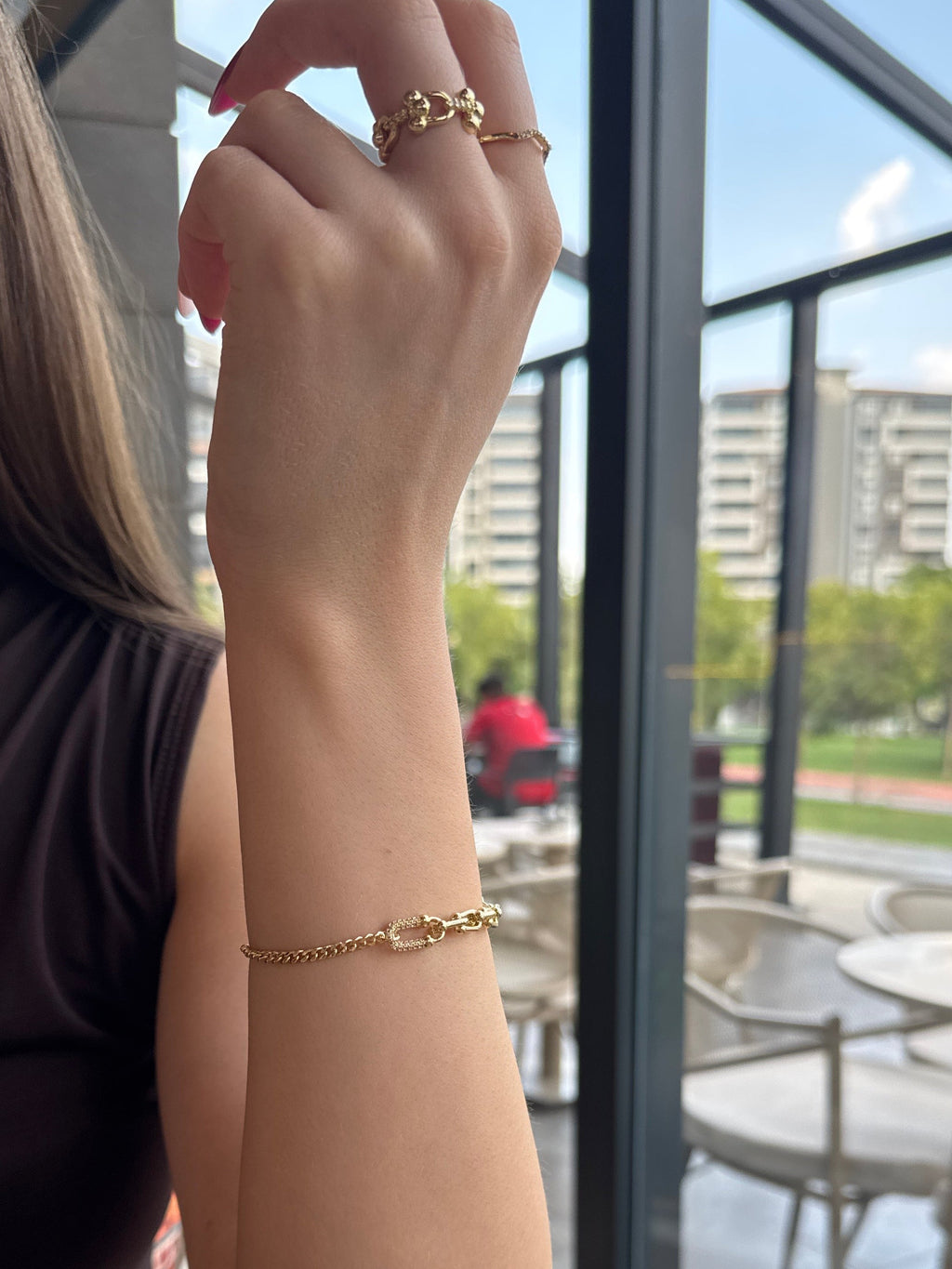 Gold Çift Zincir Bileklik