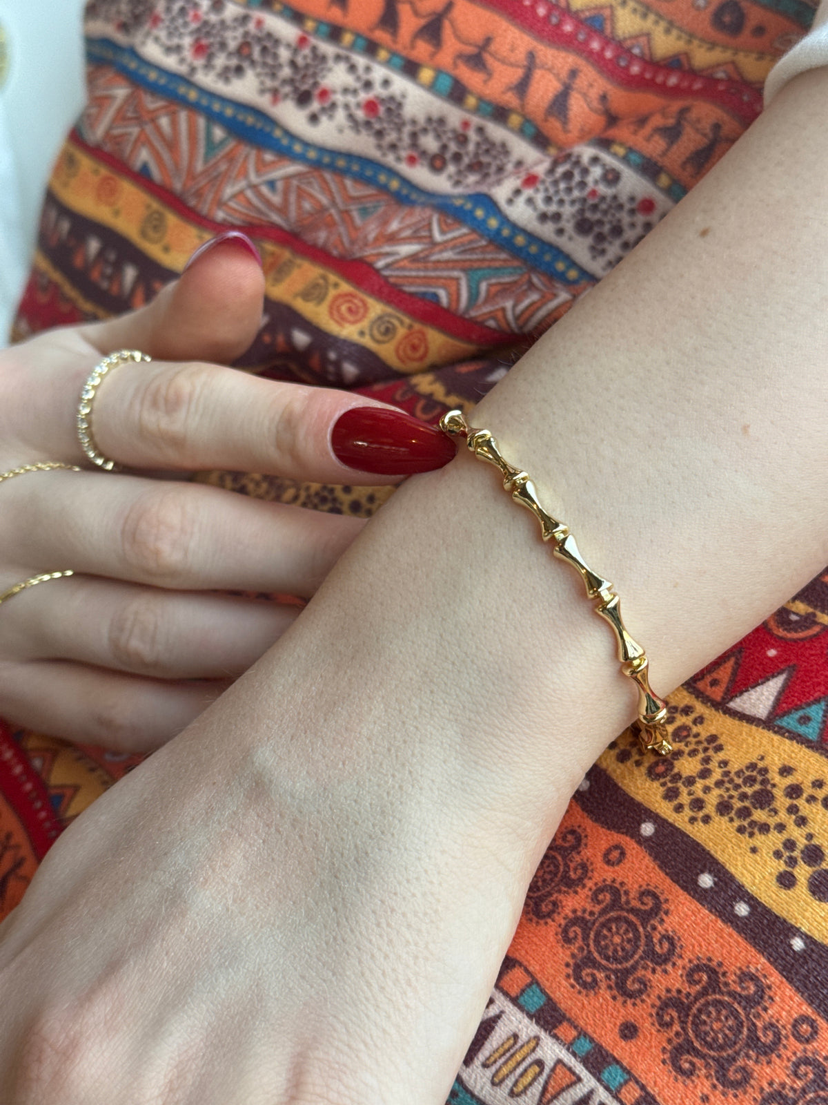 Gold Bambu Zincir Bileklik