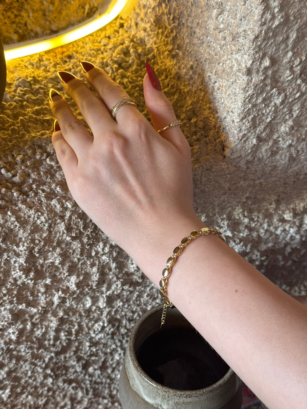 Gold Oval Zincir Bileklik