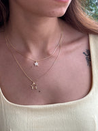 Çift Yıldız Detaylı Katmanlı Kolye