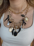 Siyah Charm Detaylı Kolye