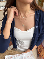 Taşlı Çift Yonca Kolye