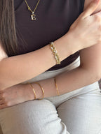 Gold Yaprak Taşlı Bileklik
