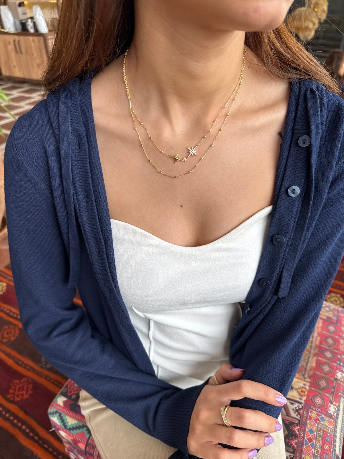 Çift Yıldız Katmanlı Kolye