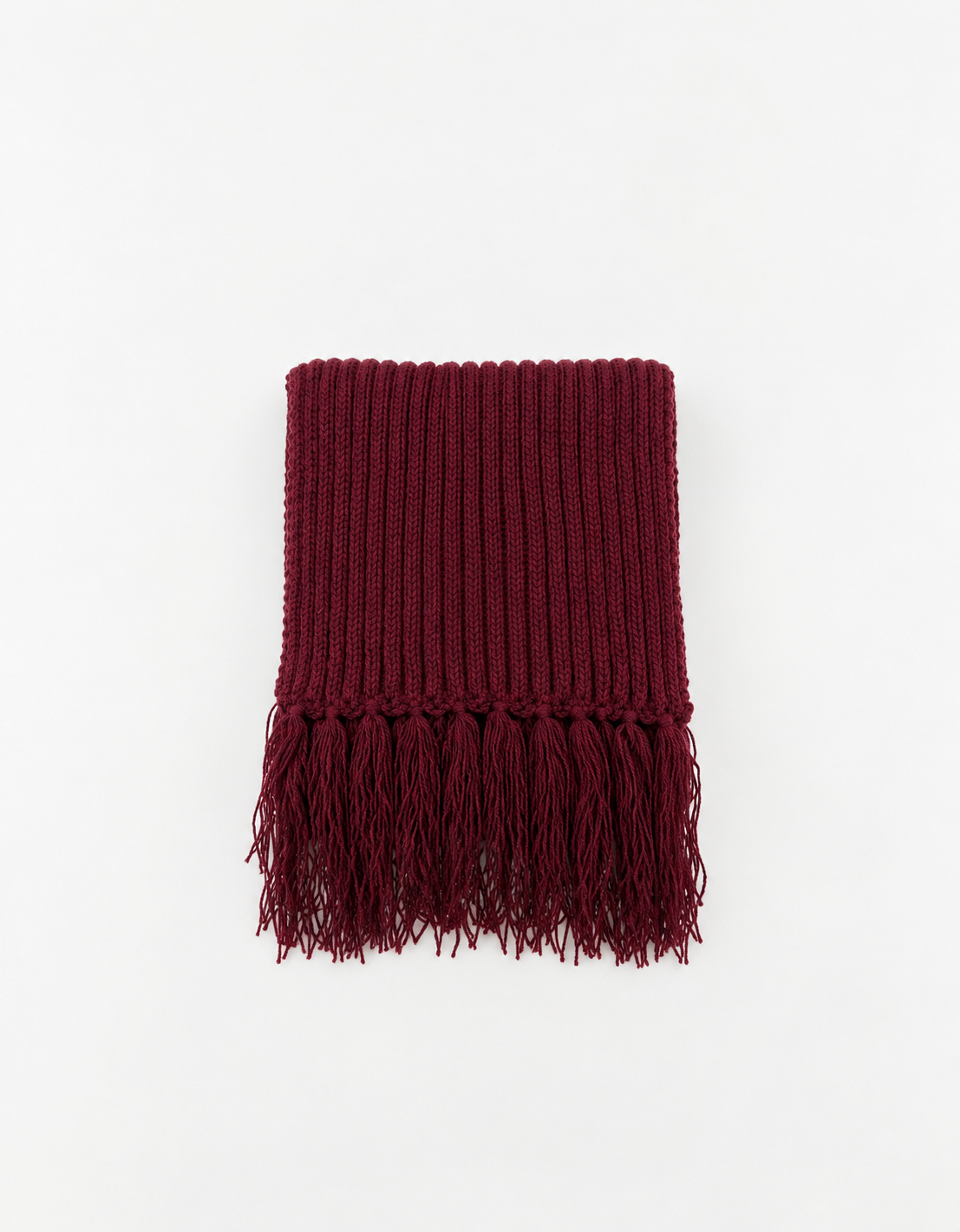 Bordo El Örgüsü Püsküllü Atkı