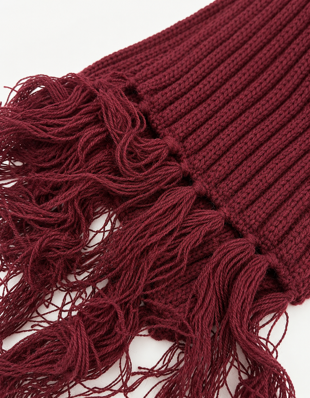 Bordo El Örgüsü Püsküllü Atkı