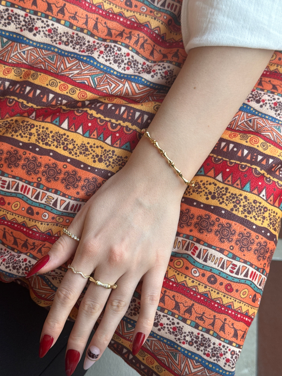 Gold Bambu Zincir Bileklik