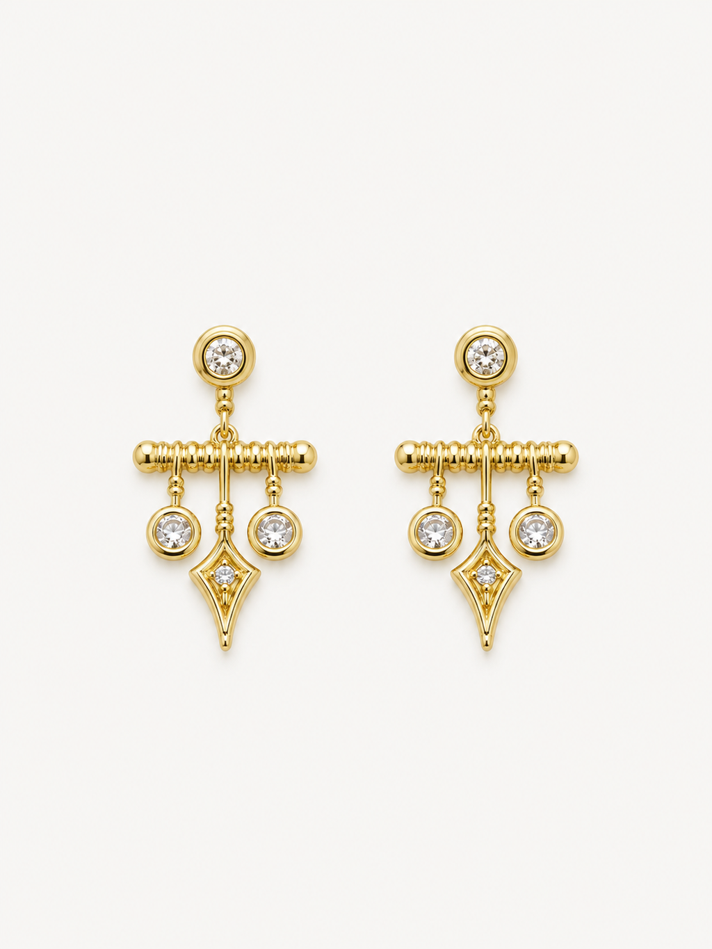 Taşlı Sallantılı Charm Küpe