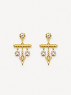 Taşlı Sallantılı Charm Küpe