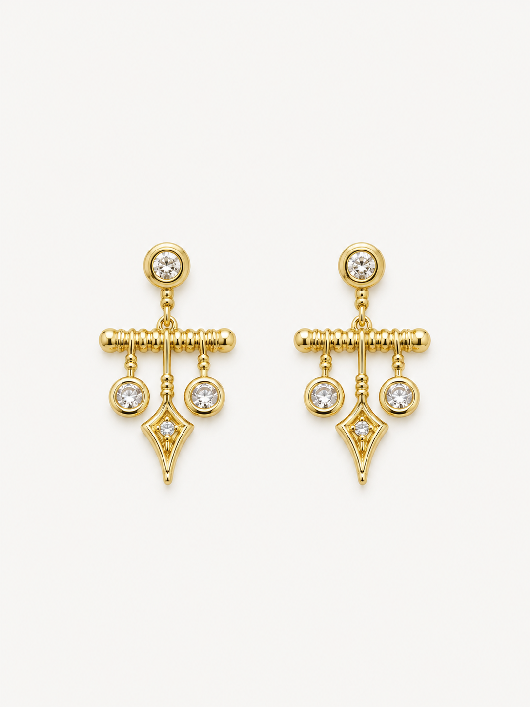 Taşlı Sallantılı Charm Küpe
