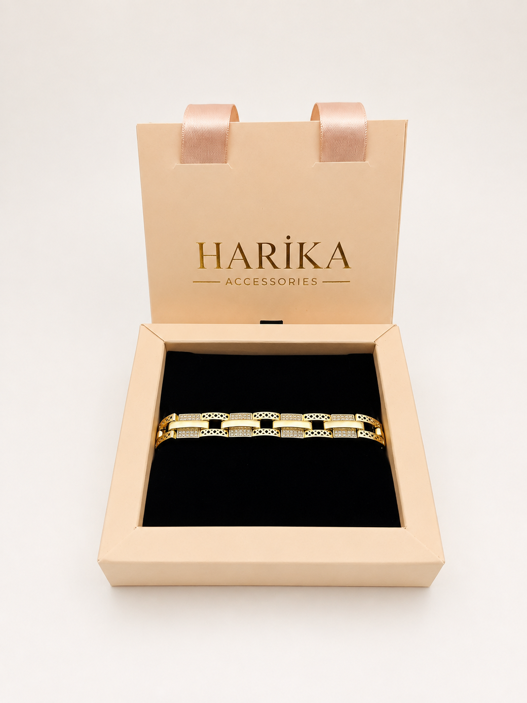 Gold Grek Desenli Taşlı Bileklik