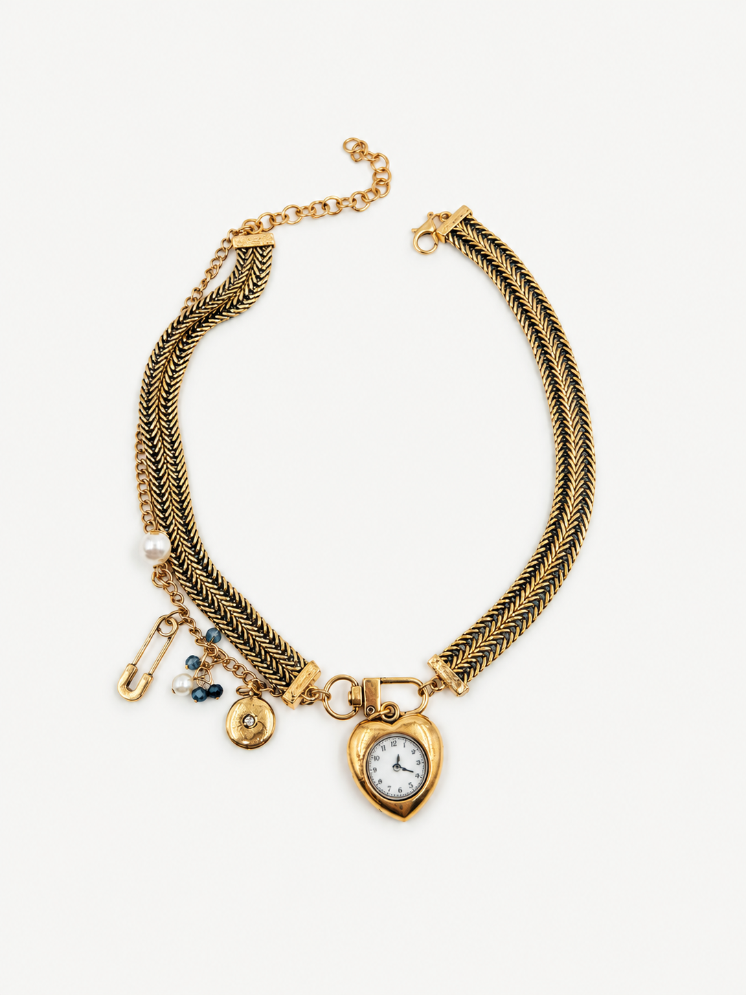 Katmanlı Vintage Saat Charm Kolye
