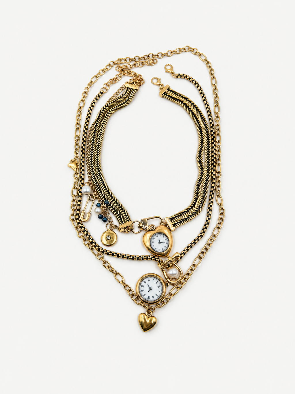 Katmanlı Vintage Saat Charm Kolye
