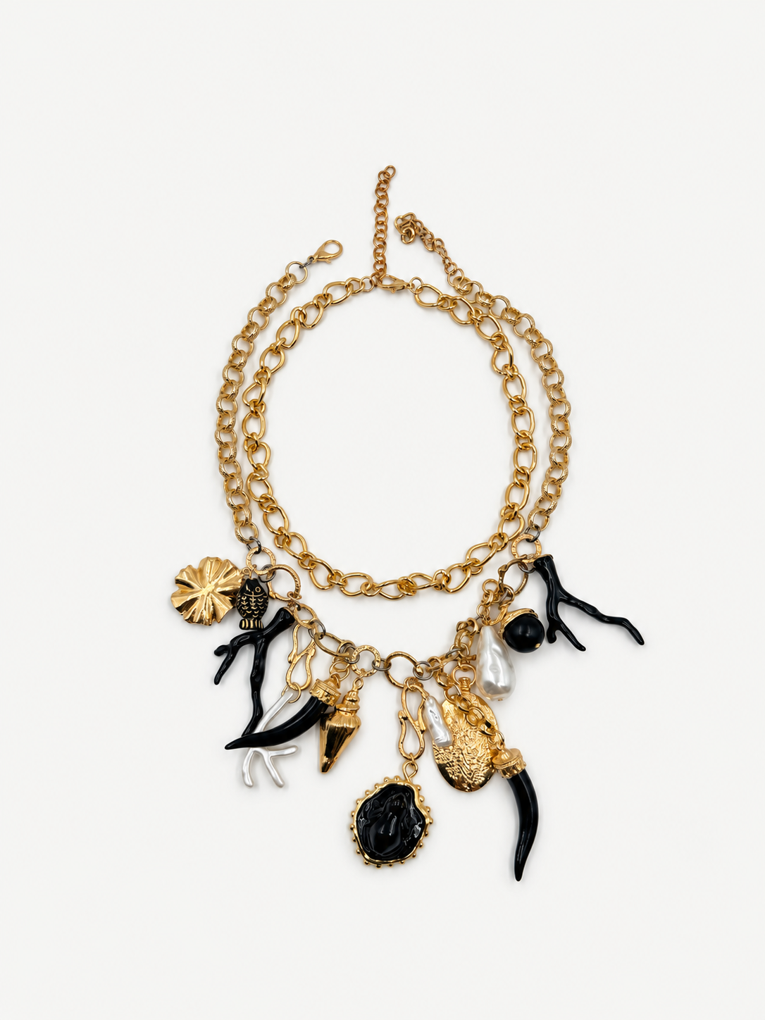 Siyah Charm Detaylı Kolye