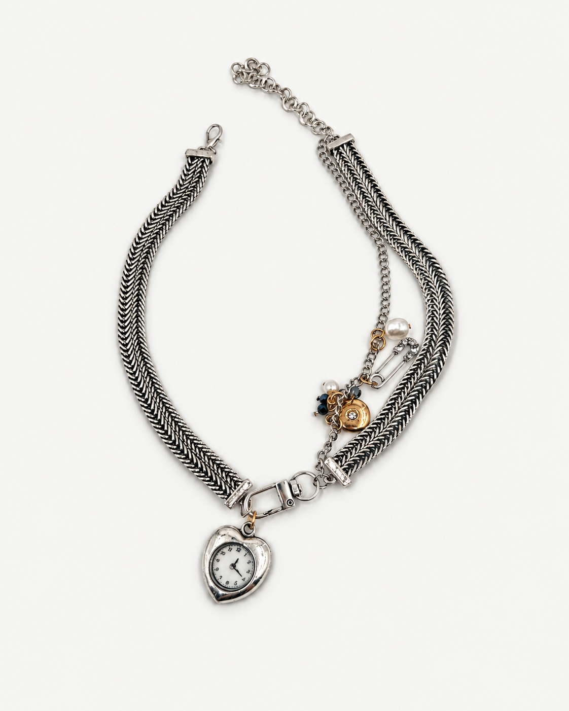 Katmanlı Vintage Saat Charm Kolye