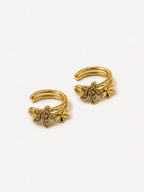 Taşlı Çiçek Detaylı Ear Cuff Küpe
