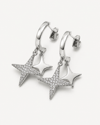 Çift Yıldız Charm Sallantılı Küpe