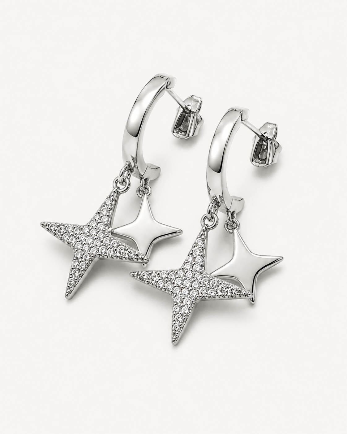 Çift Yıldız Charm Sallantılı Küpe