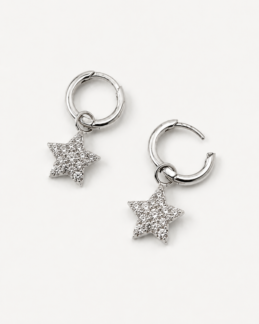 Taşlı Yıldız Charm Halka Küpe