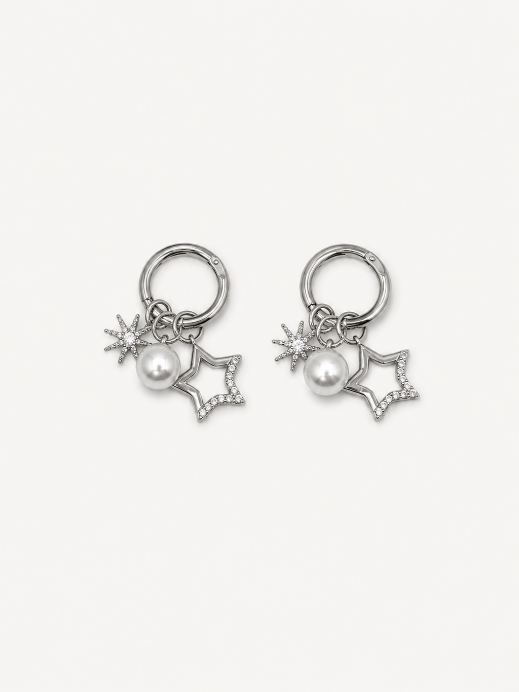 İnci ve Yıldız Charm Detaylı Halka Küpe