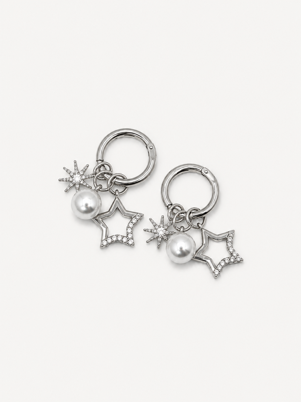 İnci ve Yıldız Charm Detaylı Halka Küpe