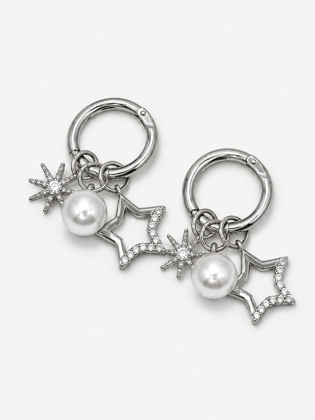 İnci ve Yıldız Charm Detaylı Halka Küpe