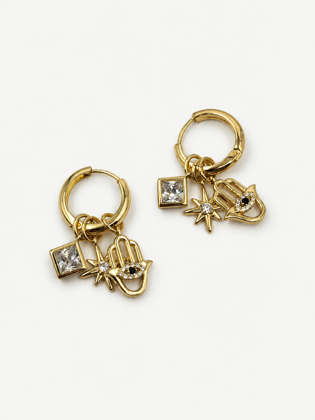 Hamsa Işıltılı Charm Küpe