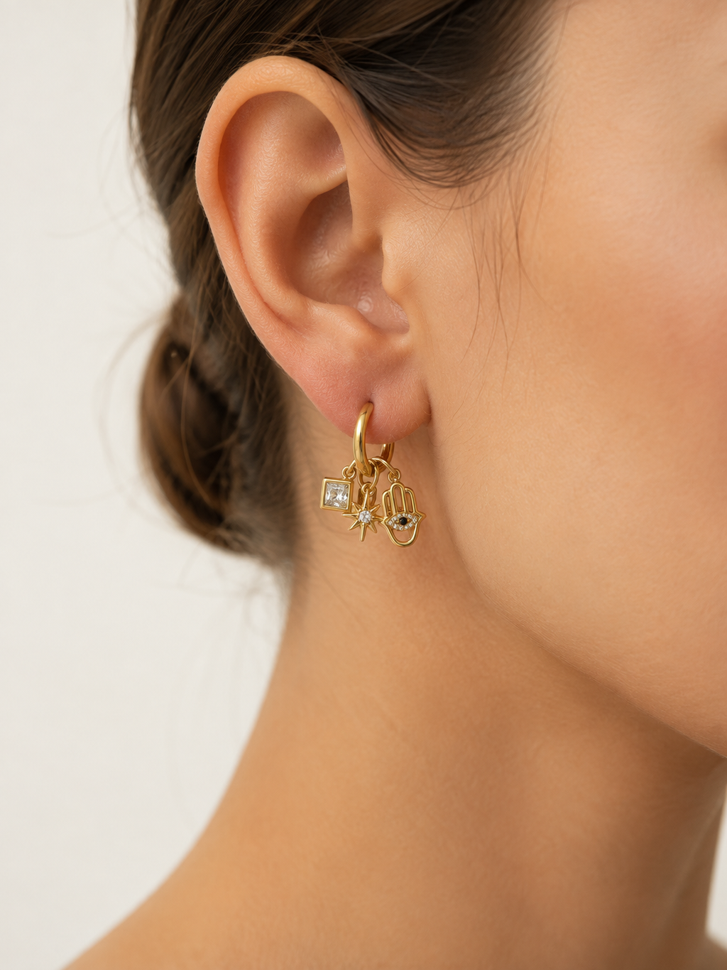 Hamsa Işıltılı Charm Küpe