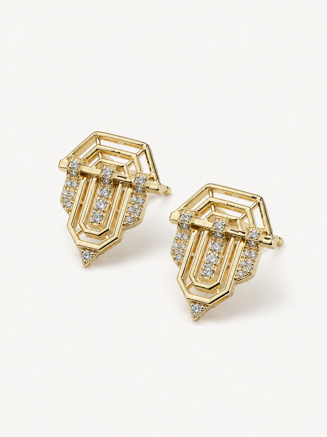 Işıltılı Geometrik Art Deco Küpe