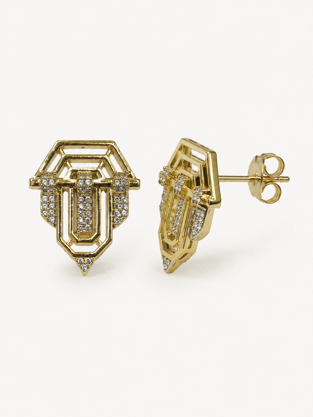 Işıltılı Geometrik Art Deco Küpe