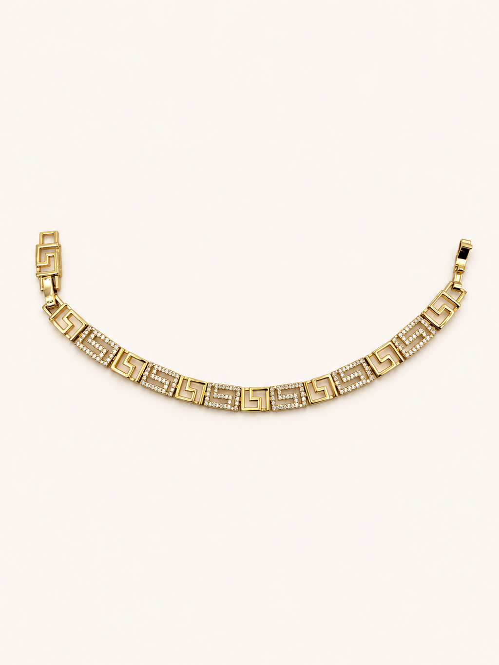 Gold Grek Desenli Taşlı Bileklik