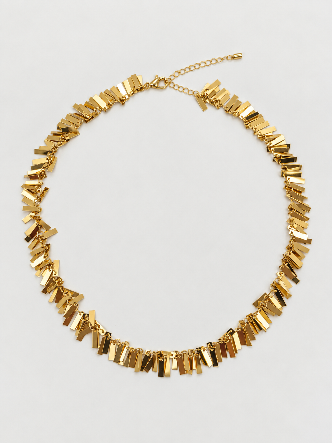 Dikdörtgen Sallantılı Gold Kolye