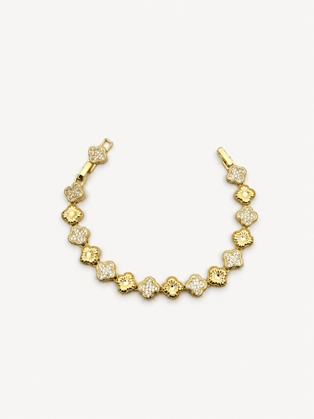Gold Yonca Taşlı Bileklik