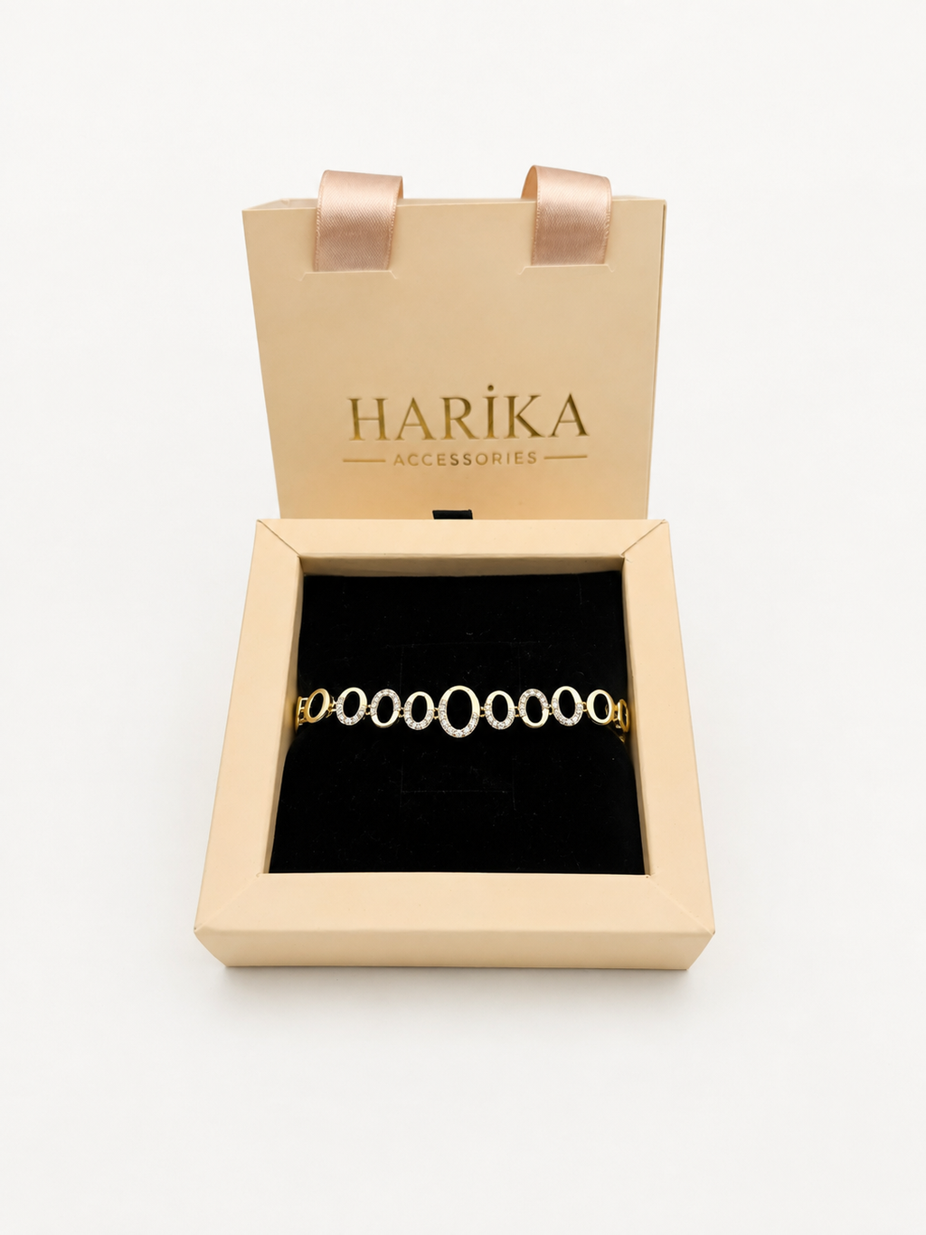 Gold Oval Taş Detaylı Bileklik