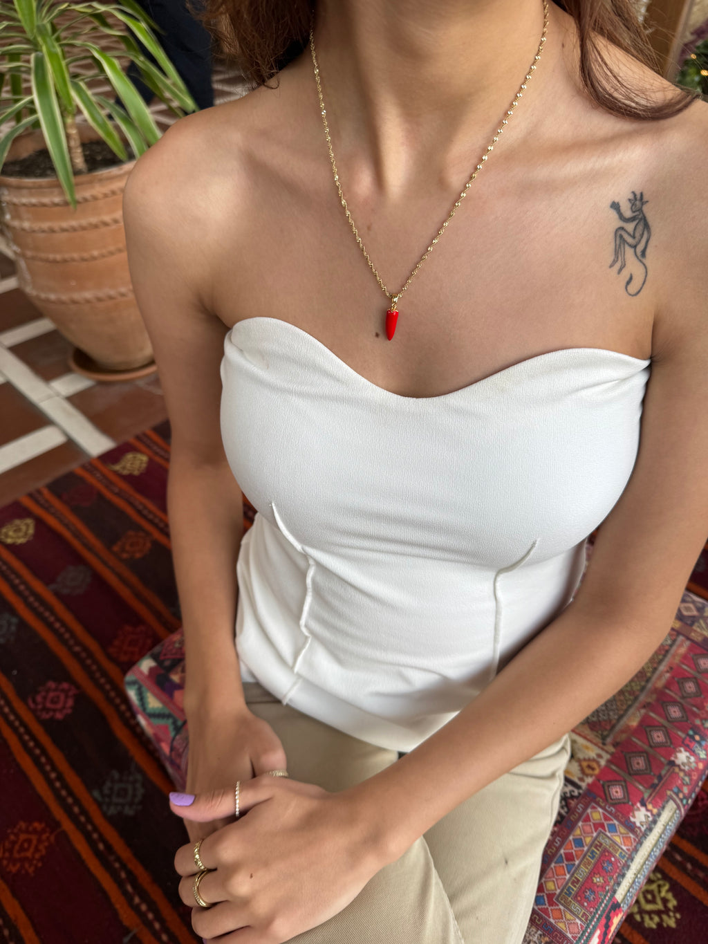 Fortuna Kırmızı Boynuz Kolye