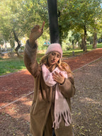 Pembe İtalyan Püsküllü Atkı