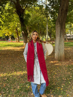 Bordo İtalyan Püsküllü Şal