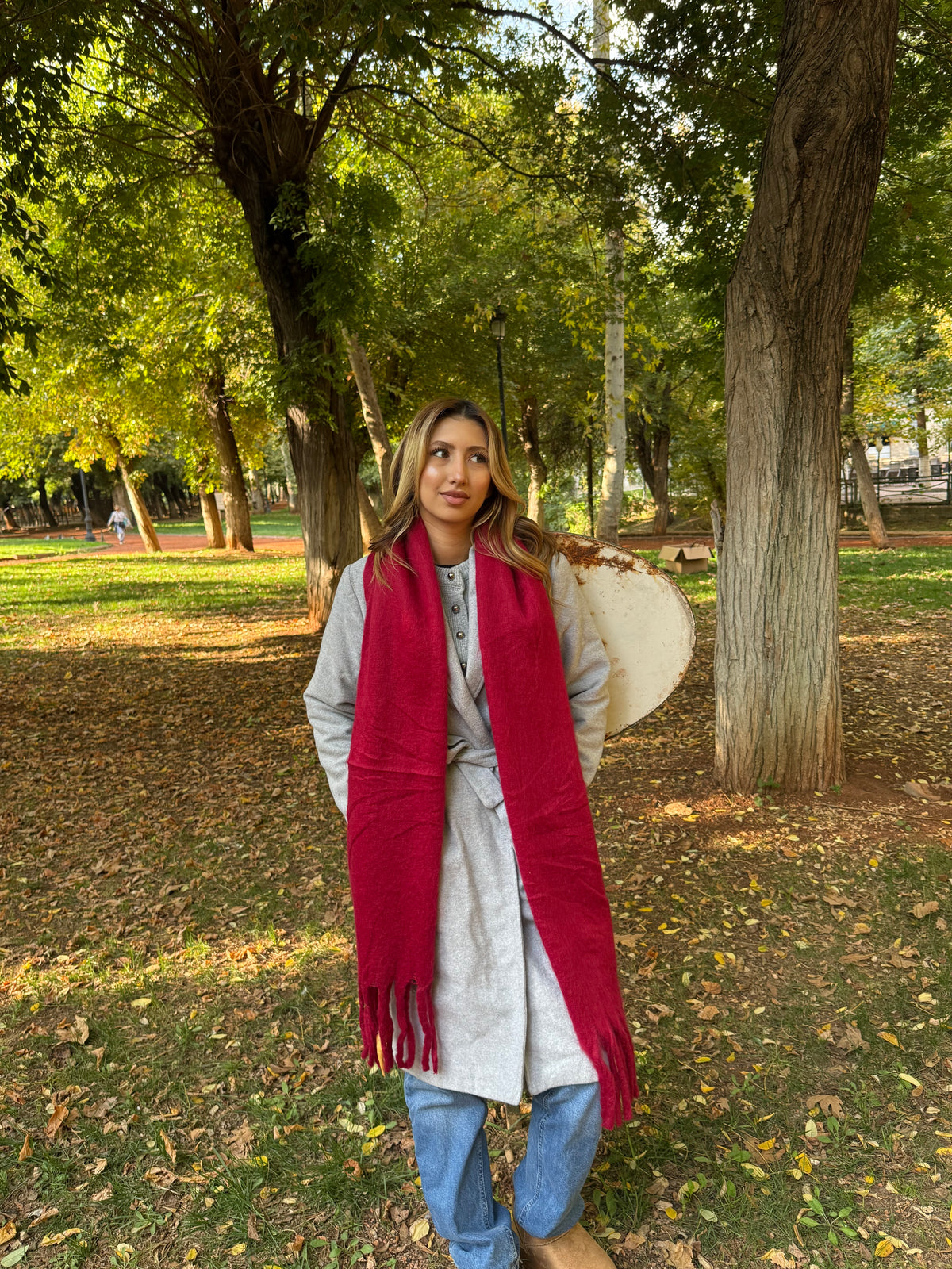 Bordo İtalyan Püsküllü Şal