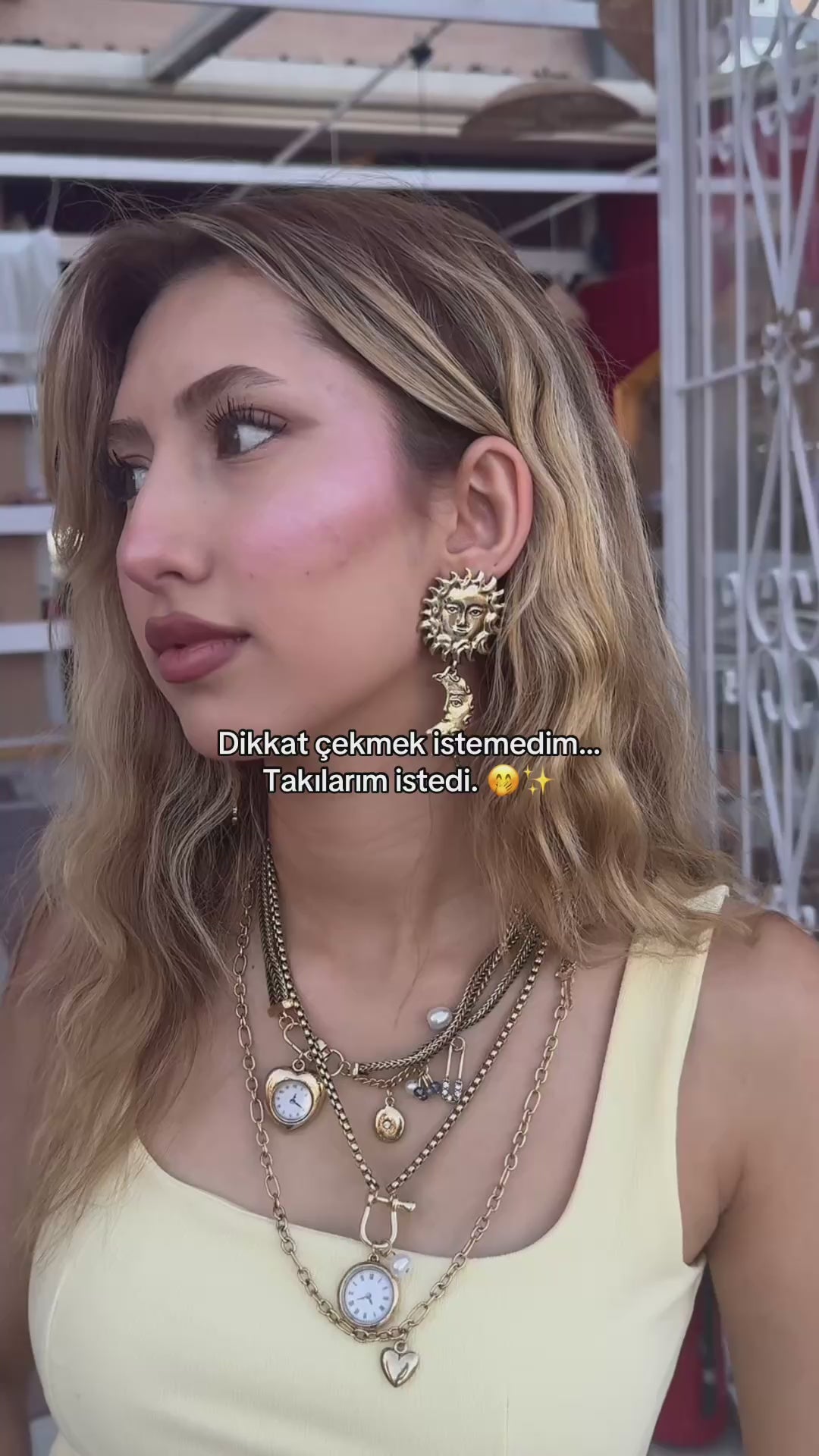Katmanlı Vintage Saat Charm Kolye